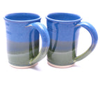Pair of Blue and Green Large Mugs