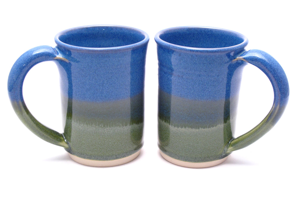 Pair of Blue and Green Large Mugs