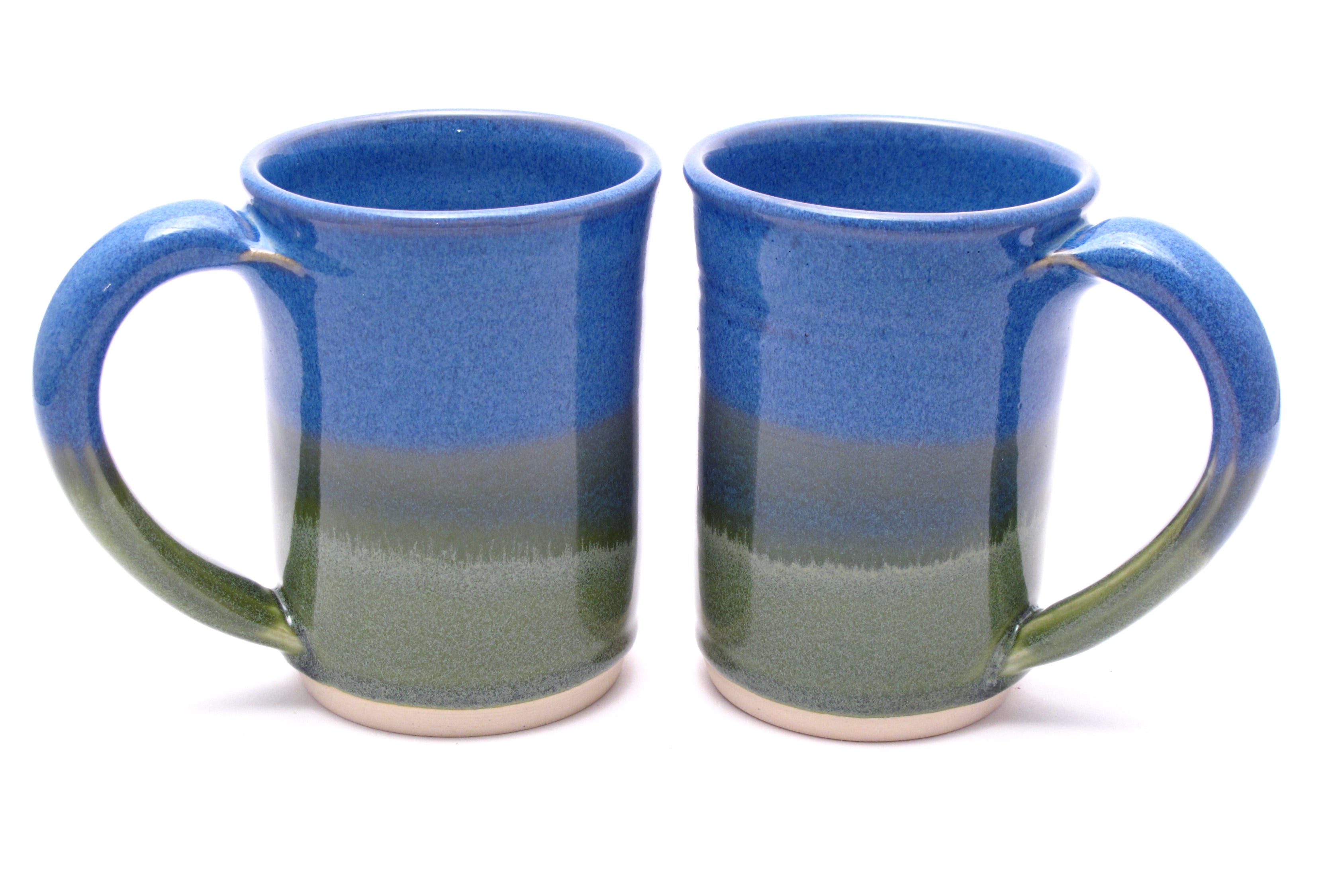 Pair of Blue and Green Large Mugs