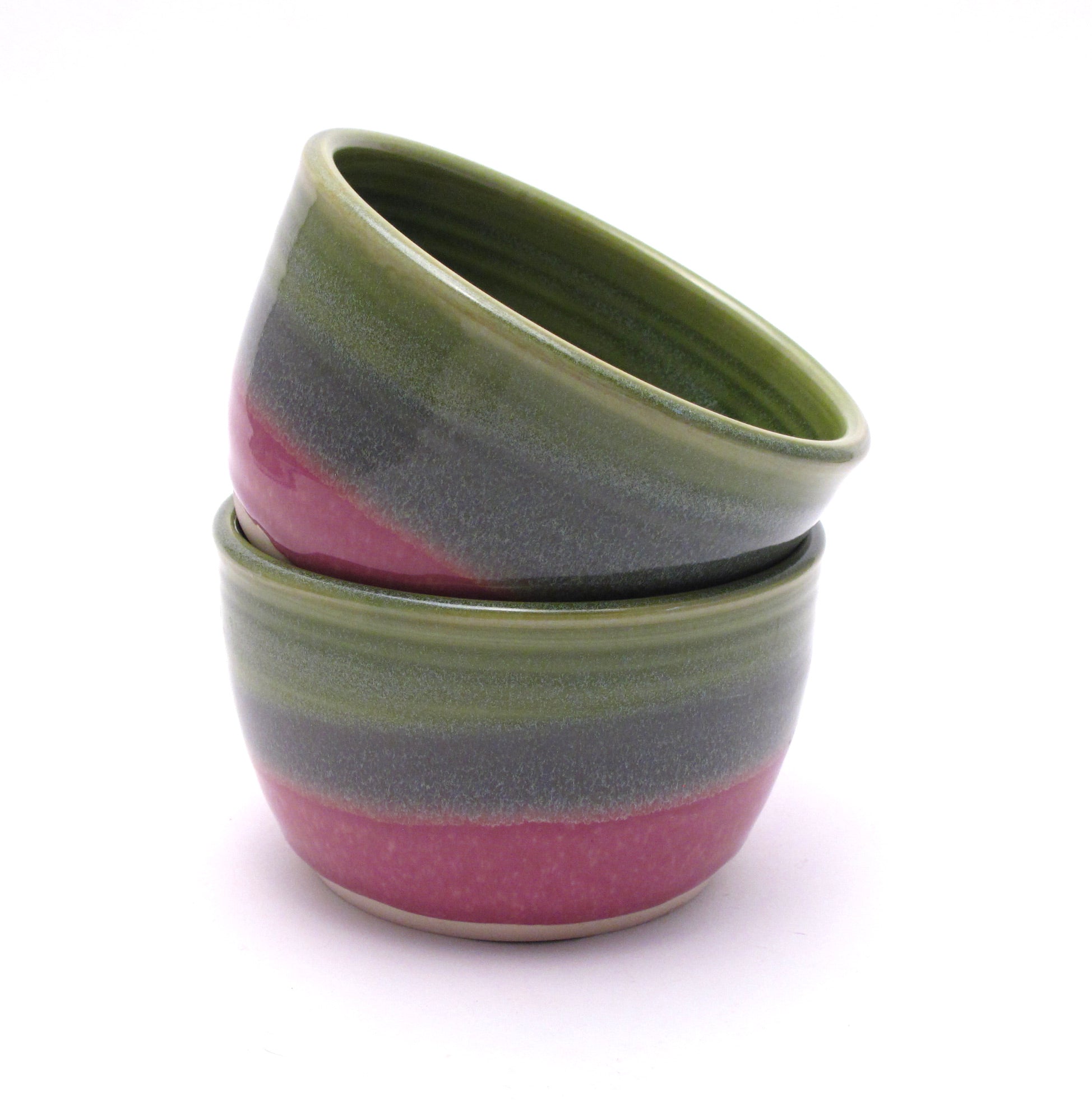 Pair of Green and Lilac Cereal Bowls