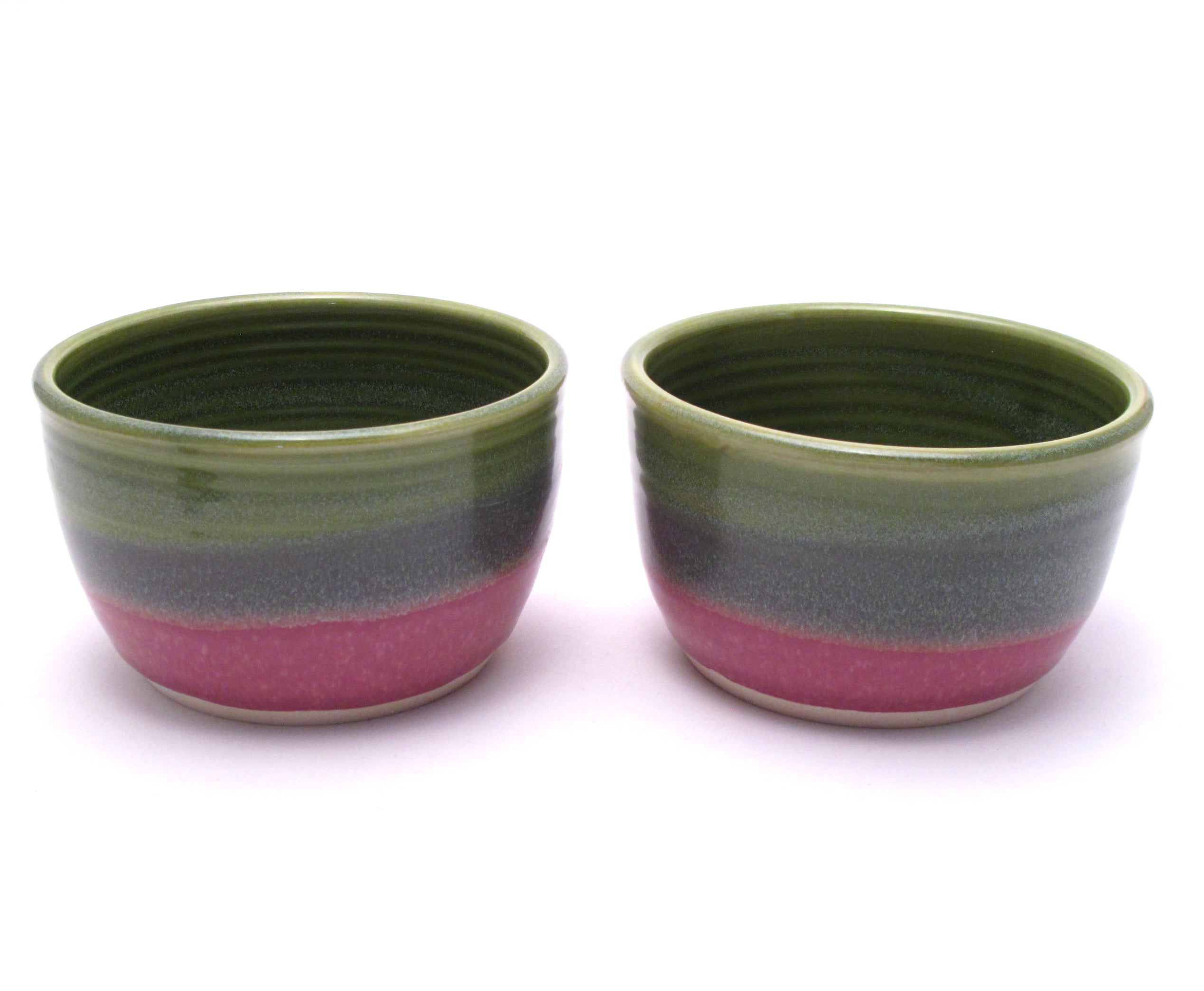 Pair of Green and Lilac Cereal Bowls