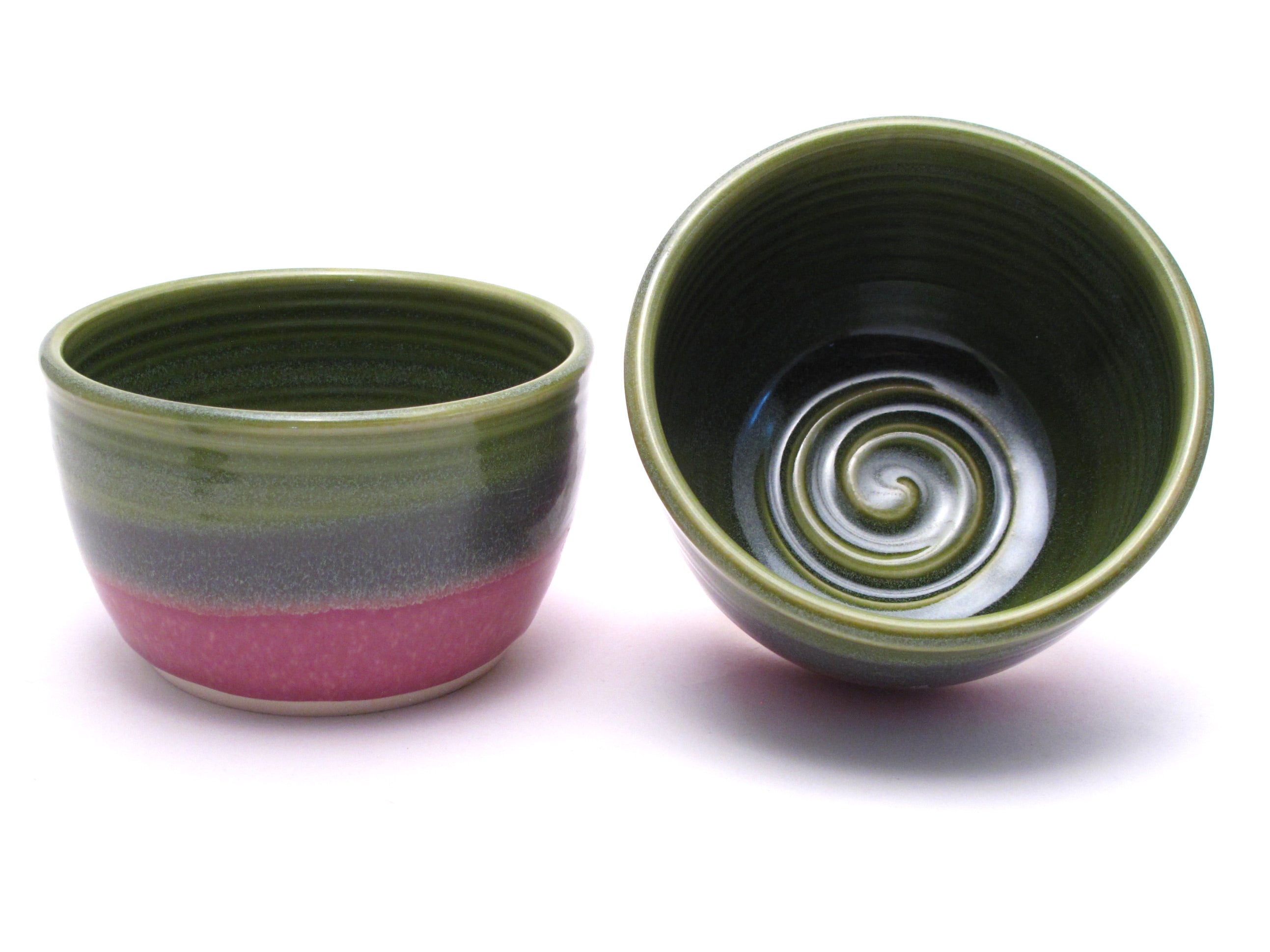 Pair of Green and Lilac Cereal Bowls