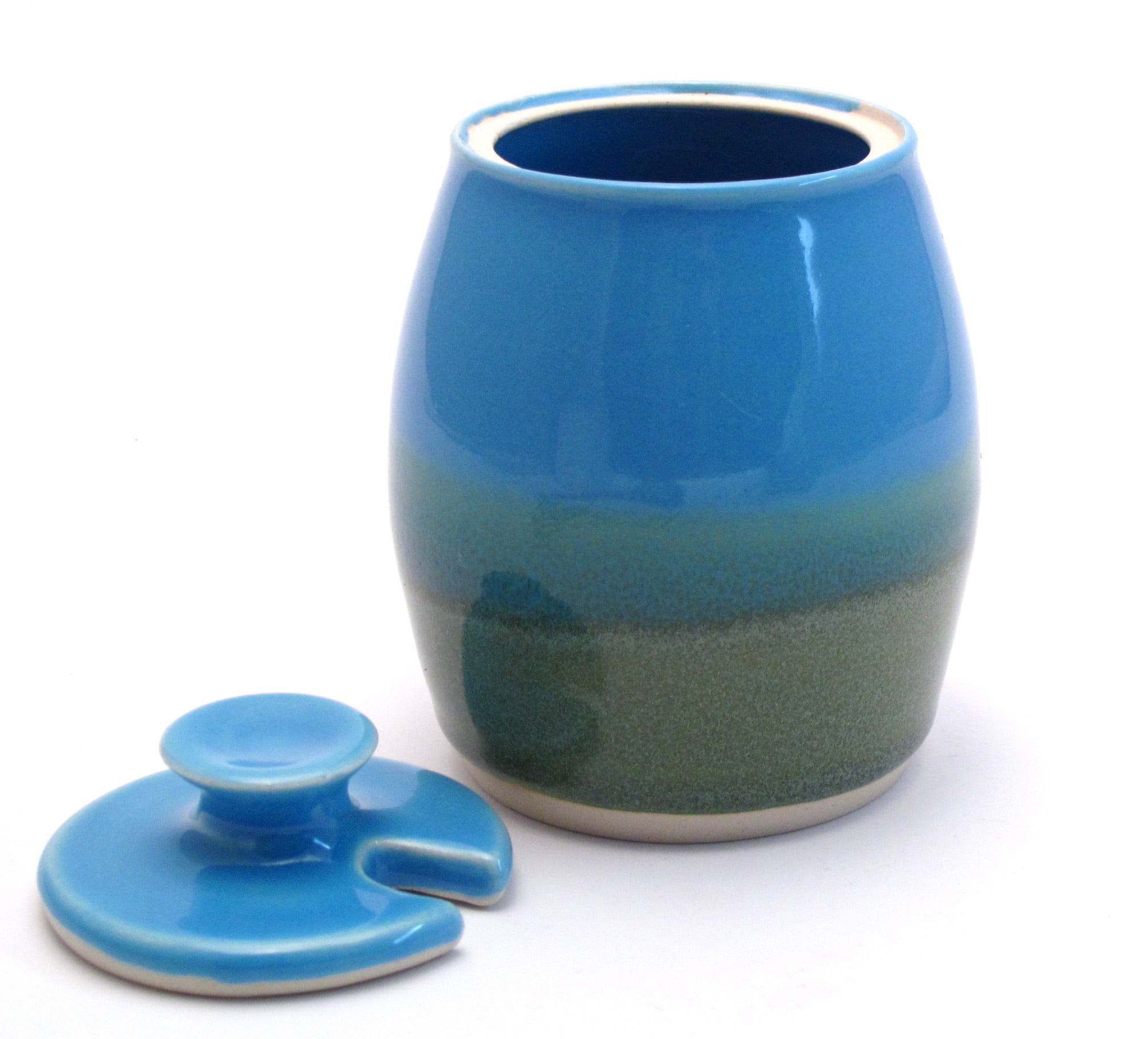 Aqua and Green Sugar Bowl