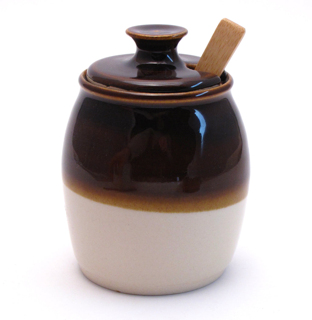 Bean Pot Brown and White Sugar Bowl