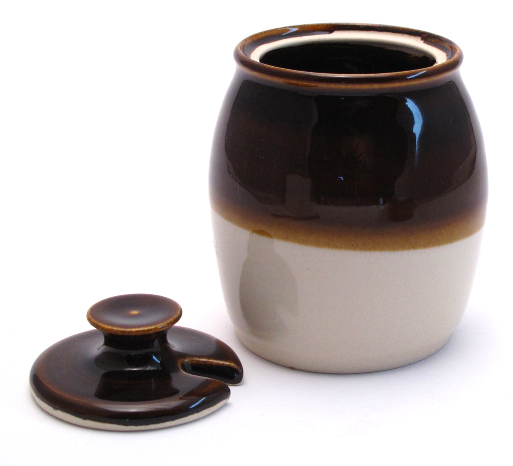 Bean Pot Brown and White Sugar Bowl