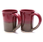 Pair of Raspberry and Stone Large Mugs