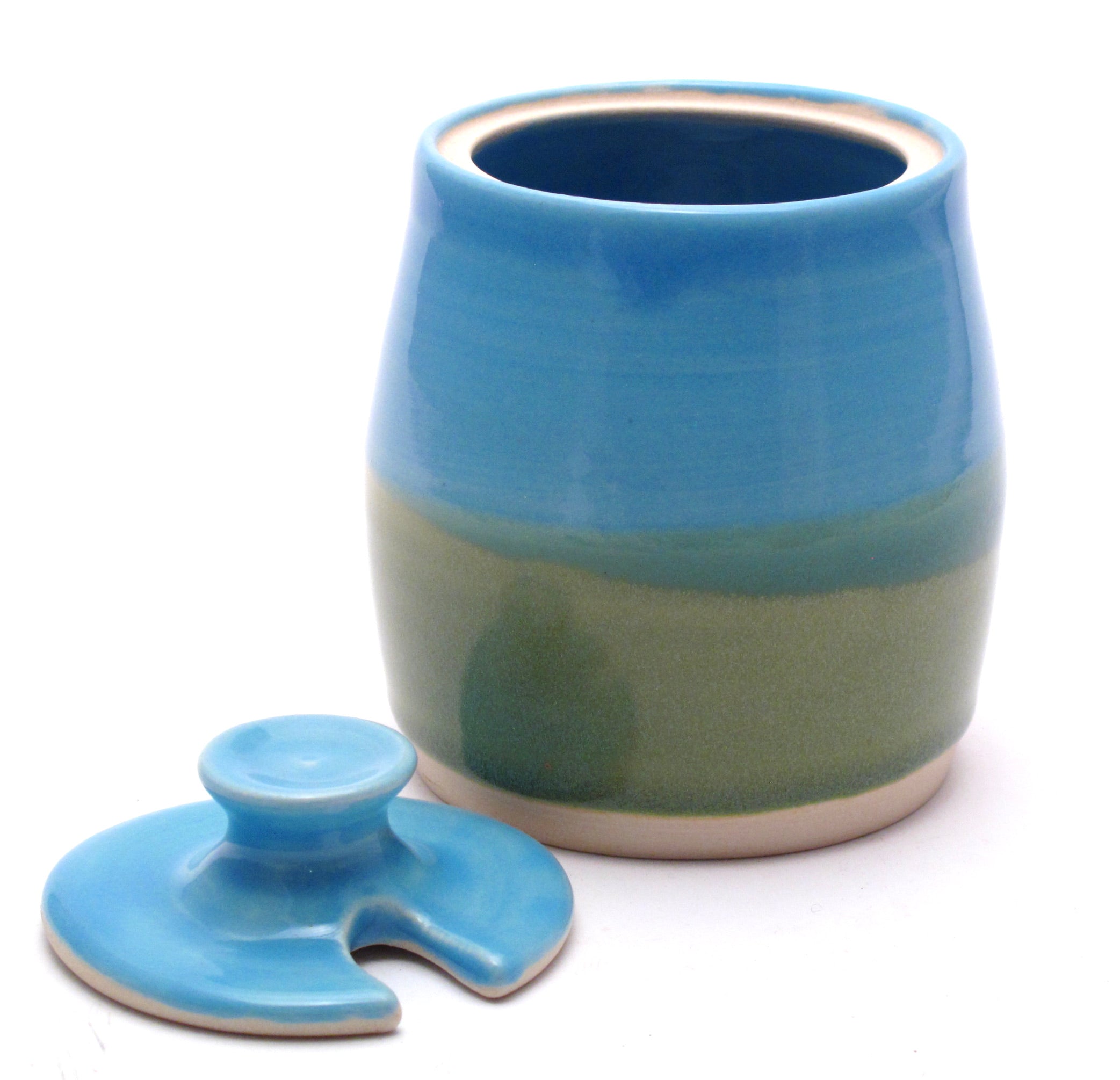 Aqua and Green Sugar Bowl