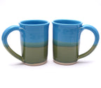 Pair of Aqua and Green Large Mugs