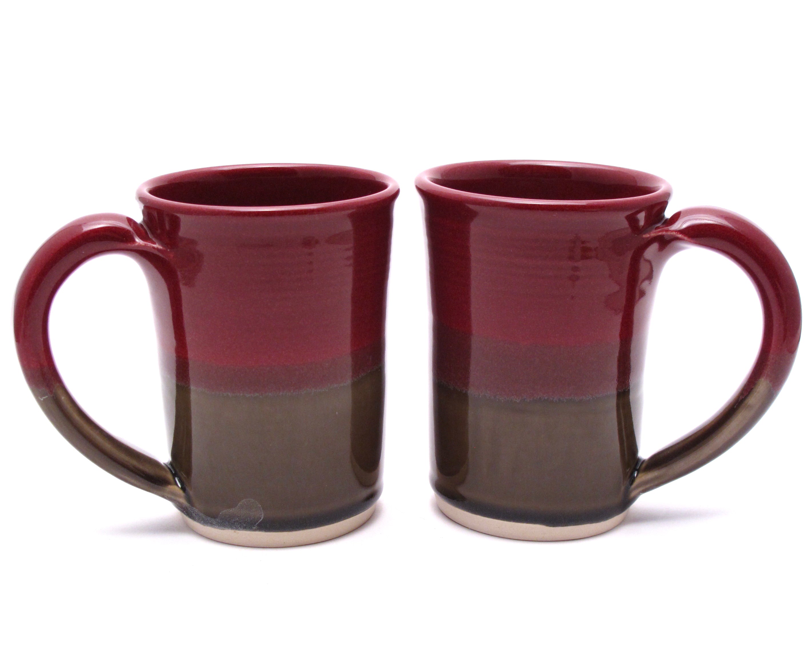 Pair of Raspberry and Stone Large Mugs