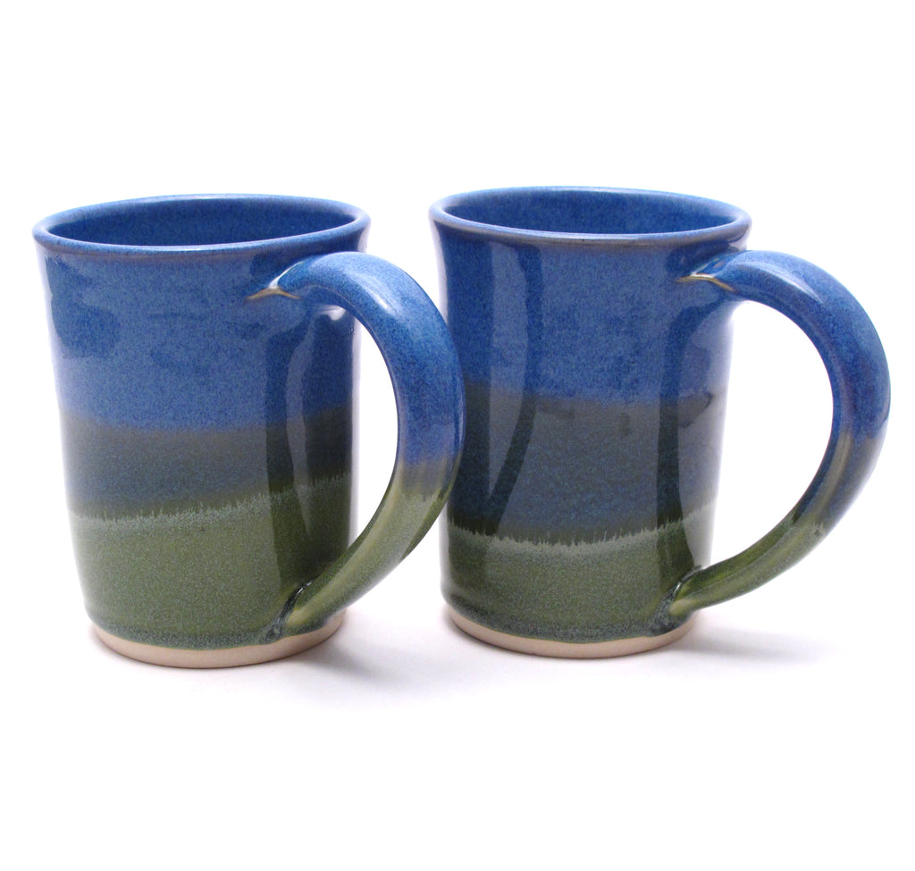 Pair of Blue and Green Large Mugs
