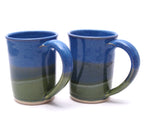 Pair of Blue and Green Large Mugs
