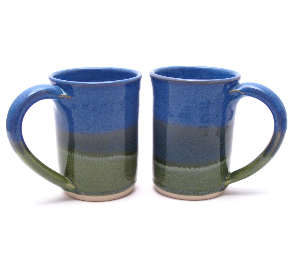 Pair of Blue and Green Large Mugs