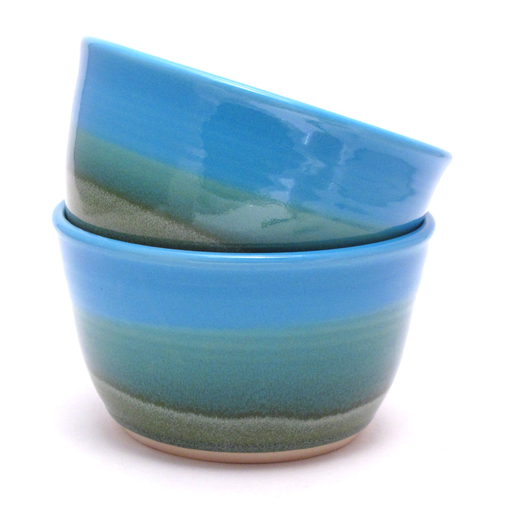Pair Aqua and Green Ramen Bowls