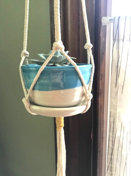 Blue and Green Small 2.5"h x 4"w Plant Pot
