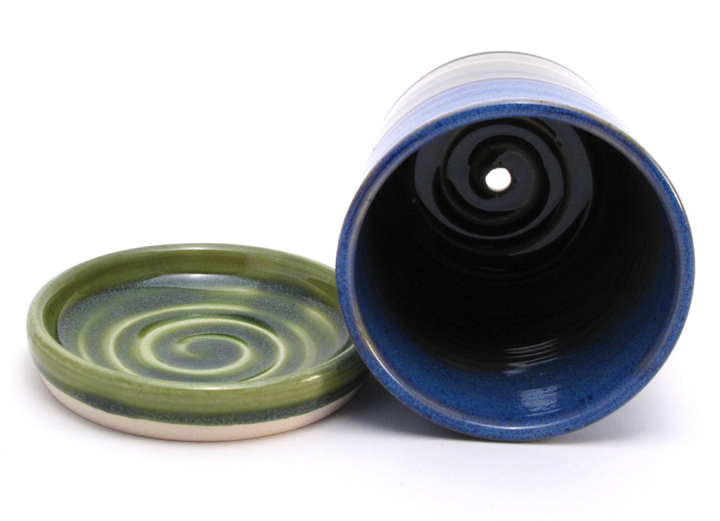 Blue and Green Starter Plant Pot 3.5"h x 3.25"w