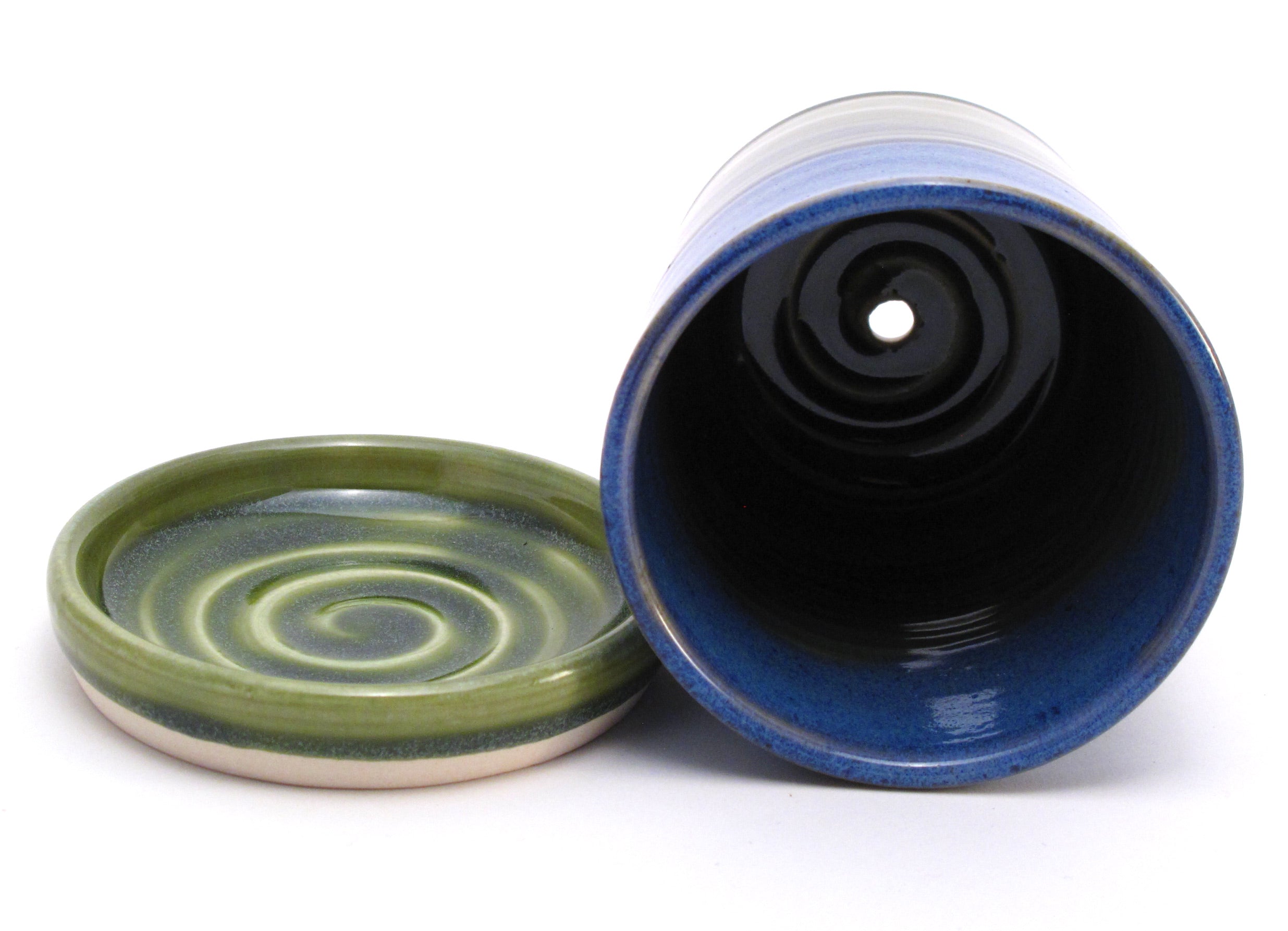 Blue and Green Starter Plant Pot 3.5"h x 3.25"w