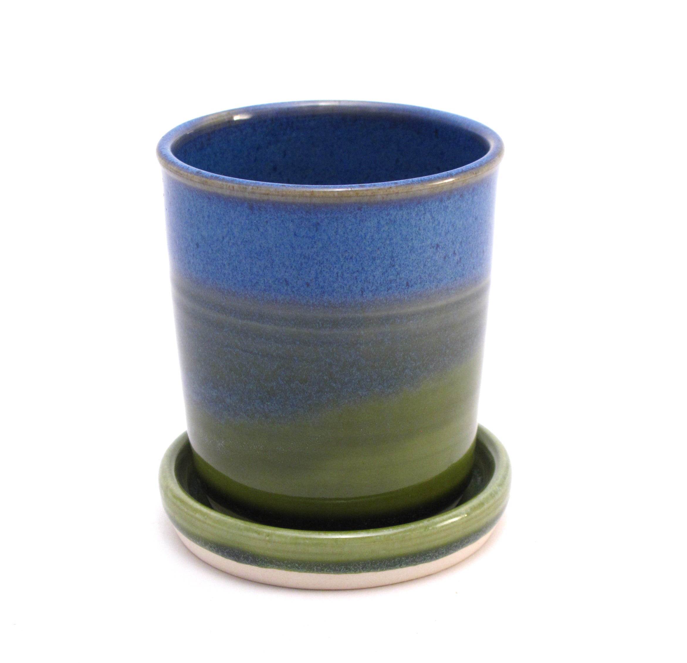 Blue and Green Starter Plant Pot 3.5"h x 3.25"w