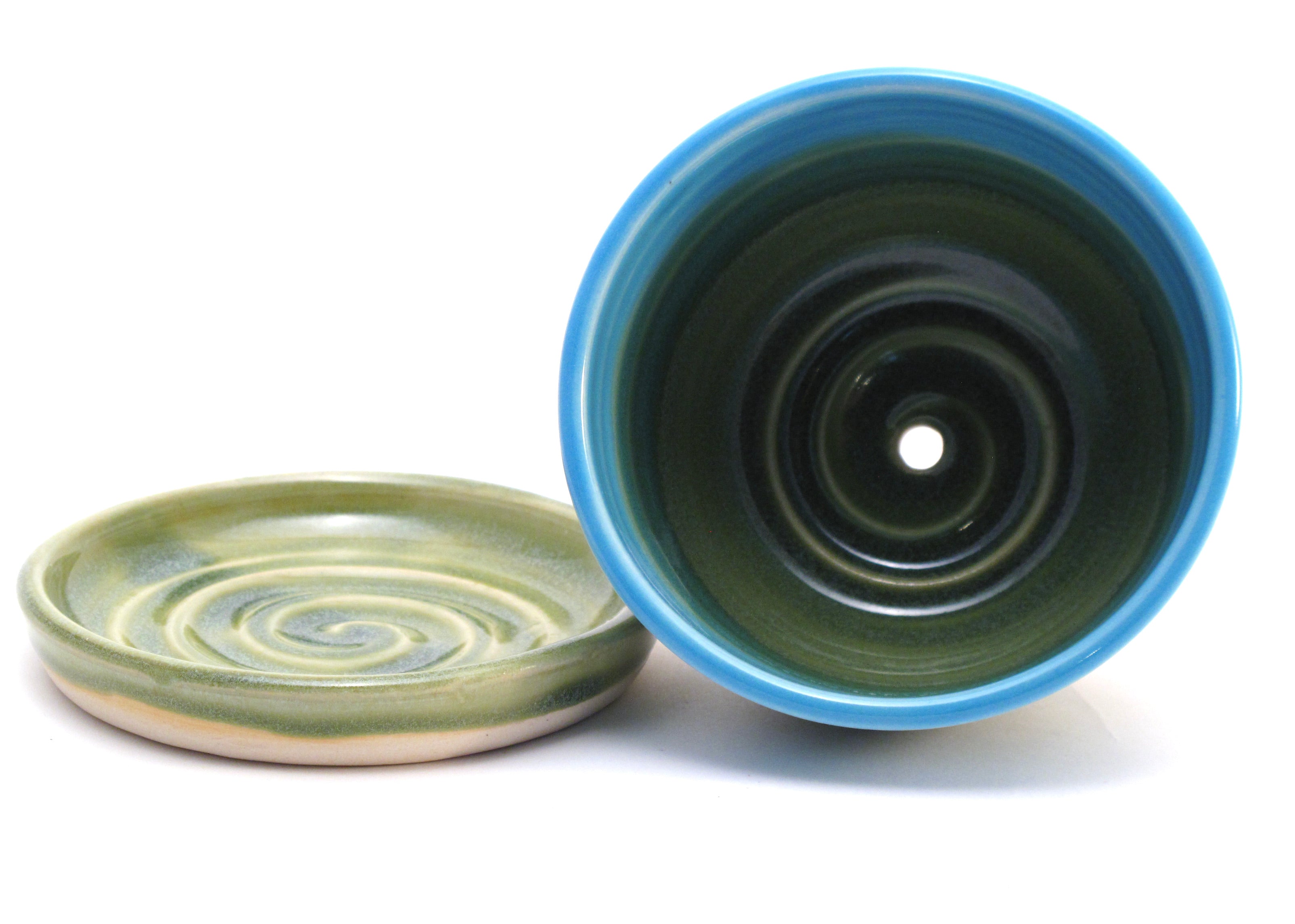 Aqua and Green Small 2.5"h x 4"w Plant Pot