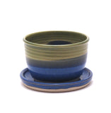 Green and Blue Small 2.5"h x 4"w Plant Pot