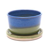 Blue and Green Small 2.5"h x 4"w Plant Pot