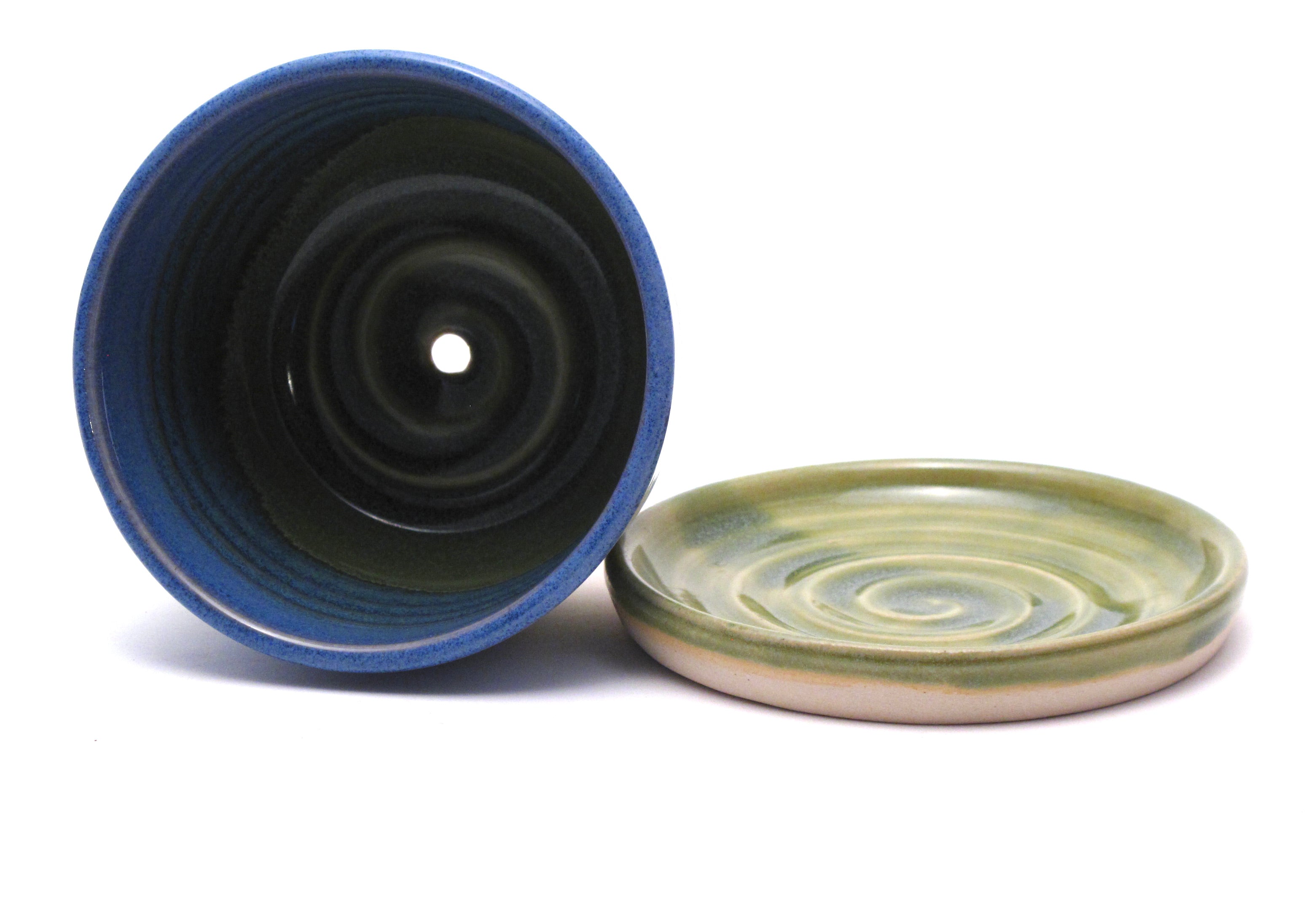 Blue and Green Small 2.5"h x 4"w Plant Pot