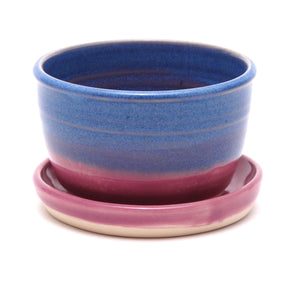 Blue and Lilac Small 2.5"h x 4"w Plant Pot