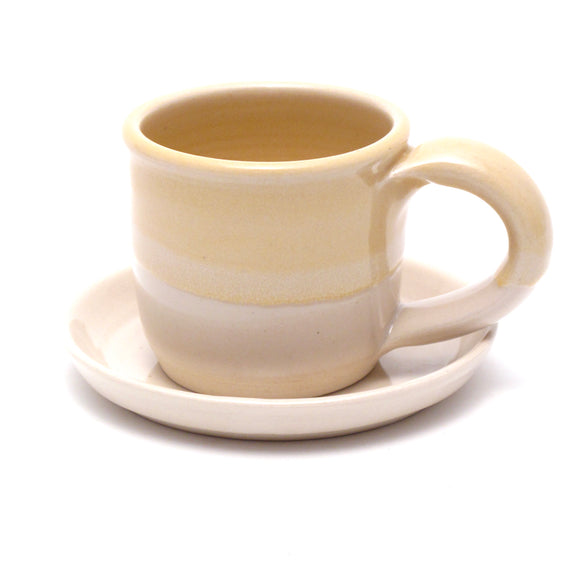 Yellow and White Espresso Cup and Saucer