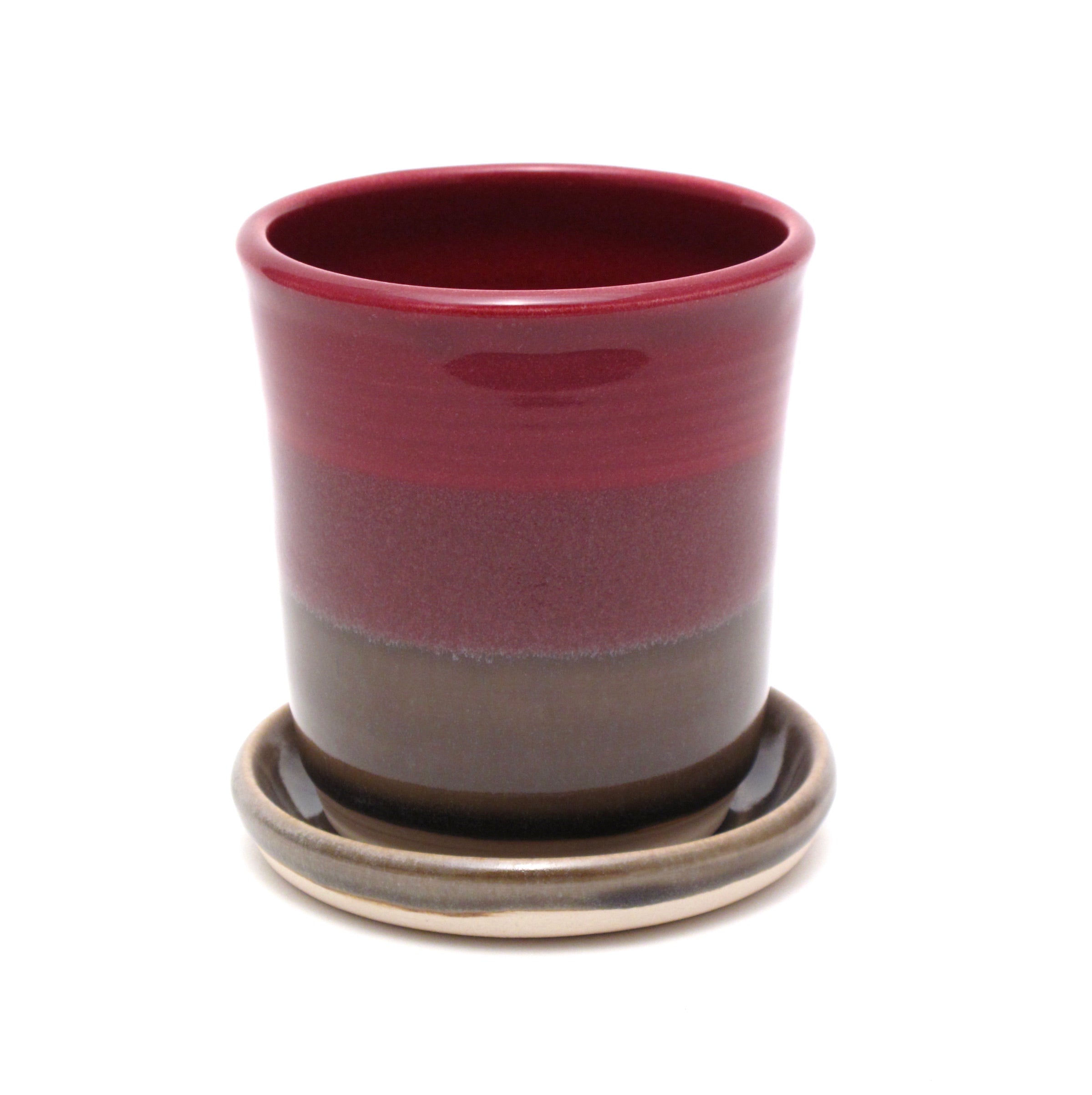 Raspberry and Stone Starter Plant Pot 3.5"h x 3.25"w