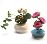 Large Yellow and White Ikebana Vase