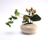 Large Yellow and White Ikebana Vase